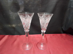 A Nice Pair of Crystal Love Flutes. W.9 H.24 Cm.