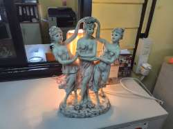 A Lovely White Figure Lamp feating 3 Maiden. W.23 H.39 Cm.
