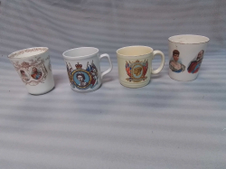 4 Commemorative Mugs including 2 of George V by Royal Doulton