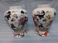 A Pair of Masons Hand Painted Vases in Mandalay Pattern. W.13 H.17 Cm.