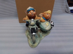 A Lovely Peendelfin Figure  Group of a Motorcycle and Sidecan. D.14 W.17 H.14 Cm.