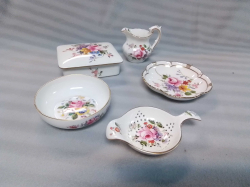 5 Pieces of R9yal Crown  Derby including  A Rare Tea Straine, Jug and Box.