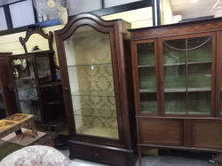 A very good quality 19th century C,1860 Rosewood display cabinet with the original with the original handle to the drawer and fitted with spotlights in the cabinet, A very lovely beautiful display cabinet  D.45 W.108 H.210 Cm.!!! Estimate price 20,000-30,