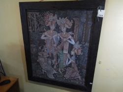 An Oil Painting on Canvas of Indonesian Religions. 80x95 Cm.  