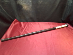 A vintage bamboo, ebony and bone with erotic carving walking stick (85cm long)