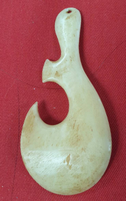 A very unusual Antique 19th -20th century  Maori New Zealand whale bone fishing hook. W.8 Cm.Estimate price 3,500-6,500