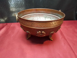 Nepalese Copper Basket with Decorations.    