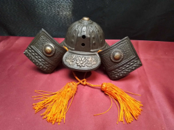 A Small Heavy Metal Japanese Samurai Warriors Kabuto Helmet. D.15 L.22 H.10 Cm.