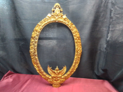 A Garuda Buddhist Gold Oval Metal Frame. Thailand. W.40 H.64 Cm.