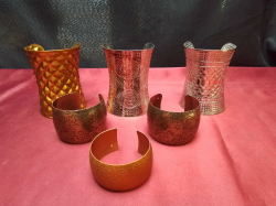 6 Cuff Bohemian Ladies Bangles, Hammer Ridge Finished. 