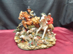 A Very Large Porcelain Figure Group of Fox Hunting ( Minor Chips  Possible) Very Ornate.W.33 D.22 H.26 Cm.