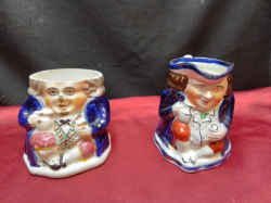 2 Old Lustre Toby Jugs. H.11 W.11 Cm.