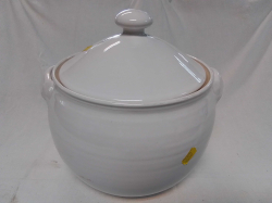 A Very Large White Pottery Soup Tureen. W.24 H.25 Cm.