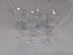 5 Nice Cut Glass Wine Glasses. A Small Ship. W.9 H.19 Cm.