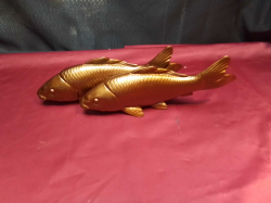 A Very Nice Pair of Metal with Bronze Finish Koi Carp 14