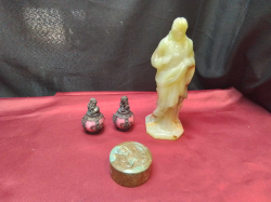 Beautiful statue  of Jesus Christ Jade Carving H.20 Cm., Chinese Jade seal and pair of old  Jade paperweights