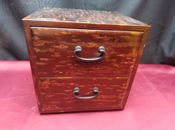 Vintage Japanese Chest of Drawers, made from Cherry wood Bark. W.20 D.18 H.21 Cm.