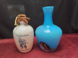 Japanese Sake Samurai Bottle H.19 Cm. with Rare Unusual Vase H.23 Cm. 