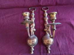 2 Wall Candle lights Solid Brass.H.34 W.9 Cm.