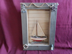 A Framed model of A Sailing boat H.41 W.28 Cm. 
