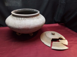 Ancient Earthenware Terracotta Pot with Lid, Handmade, South-East Asia. (A/F)