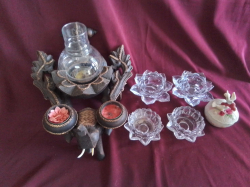 A Lovely Ring Holder And Glass Candlestick.