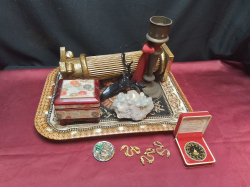 A Vintage Chinese Tray with Mixed items. 