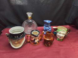 5 Toby jugs and a Whiskey Decanter. 