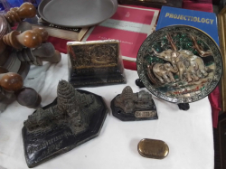 3 pranomrung from Buriram Figure and A Brass Shufit box with A Mirror and Thai Plate.