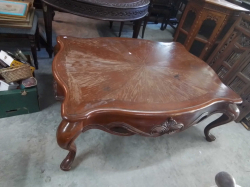 A Heavily Carved Coffee Table with Bow Legs. W.120 D.95 H.53 Cm.