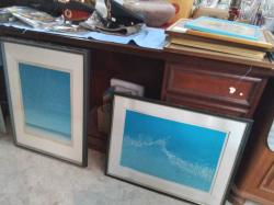 2 Pictures of SEA &Sky and Flower falling on the Sky. 55x70 Cm.