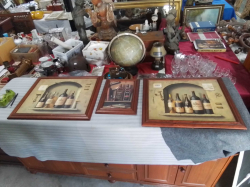 A Lovely 3 of Bar Framed of Wine and Whisky. Small 21x40 Cm.Large 49x60 Cm. 