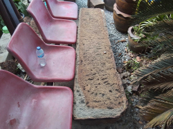 A Heavy Stone Carved Long Bench. W.47 L.175 H.40 Cm.