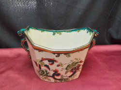 An Unusual Large Masons Chartrevse Ice Bucket with Lion Handles. W.16 L.25 H.15 Cm.