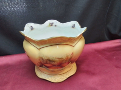 A Nice Aynsley Orchard Gold Flower Pot with Shaped top.W.19 H.16 Cm.