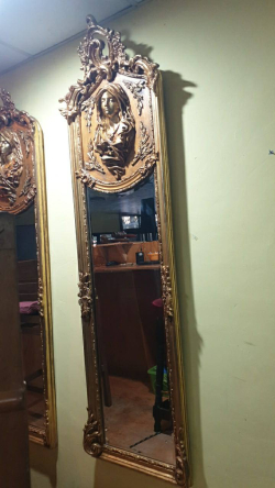 A beautiful Rococo Art Nouveau style beveled edged hanging mirror 
A really good quality interior piece.51x176 Cm.