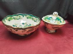A Medium Size Chartrevse Pattern  Masons Bowl W.20 H.9 Cm. And a Covered Footed Dish.
