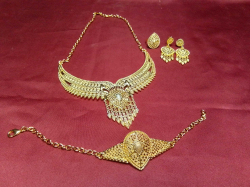 5 Pieces, Middle Eastern, Full Set of Bridal Gold-Plated Jewelry. 