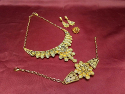 5 Pieces, Middle Eastern, Full Set of Bridal Gold-Plated Jewelry. 