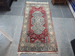 Hand knotted Kazak runner carpet for sale. Size 155x78 cn