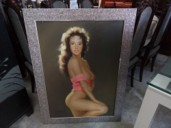 An Oil on Canvas Framed.74x100 Cm.
