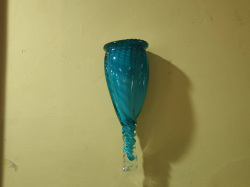 A rare and unusual Murano decorative style hanging wall pocket glass vase. W.10 H.30 Cm. 