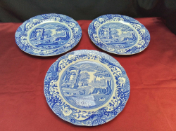 3 Spode Italian Blue Pattern Large Size Plates.