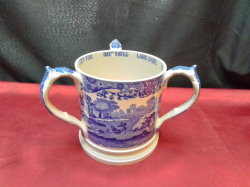 A Large Spode Blue Italian Pattern Tyg (one handle reglued) W.13 H.14 Cm.