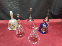 6 Various Glass and China Bells.