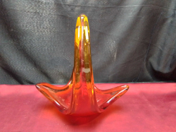 A Red & Orange Murano Glass Bowl.W.26 H.28 Cm. 