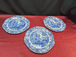 A Set of 3 Old Spode Italian Pattern 4 division Cake Plates. W.25 Cm.