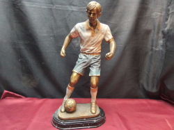 A Large & Heavy Soccer Figure on Marble Base. W.25 H.46 Cm.