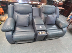 PVC Dark Blue 2 Seat  Reclining Sofa (as new) L.190 D.100 H.100 Cm. 