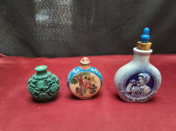 2 Chinese and 1 German Perfume Bottles. H.6,8,13 Cm.